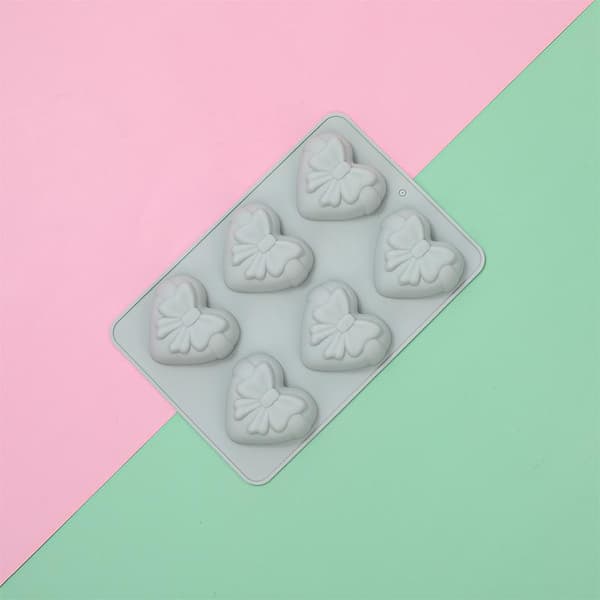 Hjerte sløjfeform slik kage chokoladeform 3D fondantform silikone White