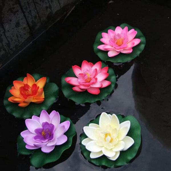 5 stk kunstig flytende vann EVA lotusblomst damdekor tank