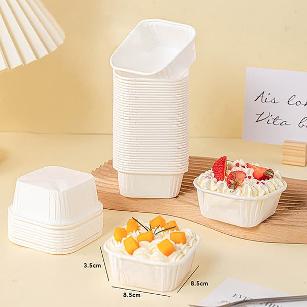 50 stk/sett Kakeform Firkantet Brødform Kake Muffins Cupcake White