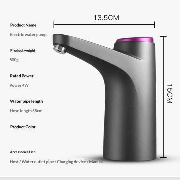 Bærbar 5-gallons vanndispenser med USB-lading, automatisk E