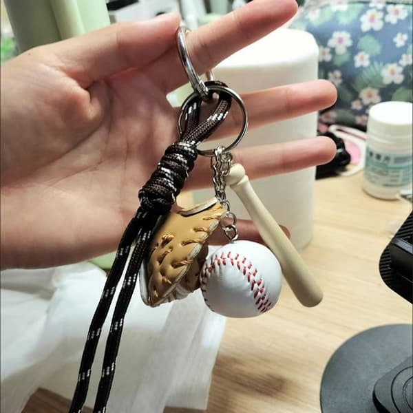 Mini Basebollhandske Träslagträ Nyckelring Damväska Tillbehör