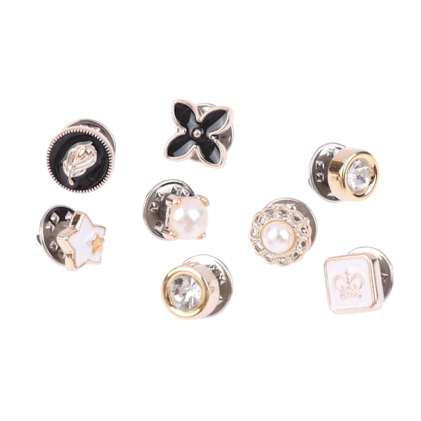 10 stk Metal Pearl Brosjer Knapper Sjal Skjorte Krage Pin Fashi 01