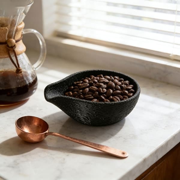 Kaffebönsdoseringskopp och teförvaringsbricka A4