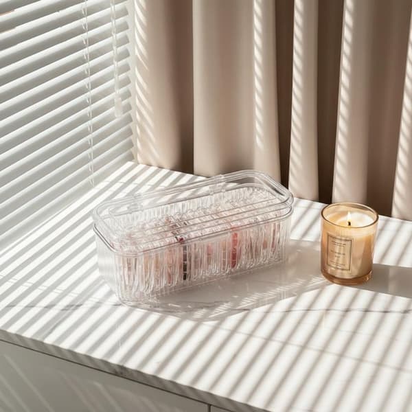 Transparent läppstift nagelförvaringslåda stor kapacitet för små 1pc