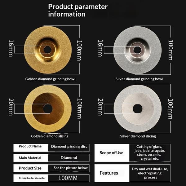 1 STK Diamantslibeblad 100 mm Slibe- og Polerskive til A A2