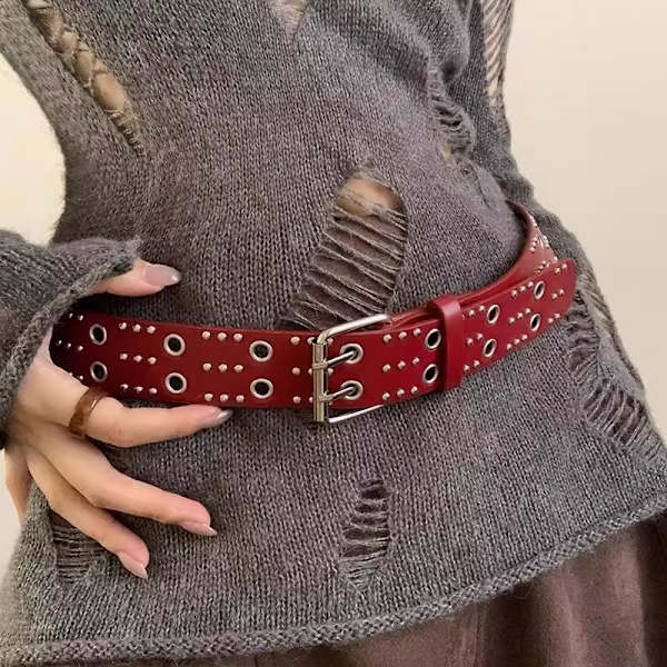 Damnitbälte Mode Casual Punkstil Pu Läder Midjebälte A10