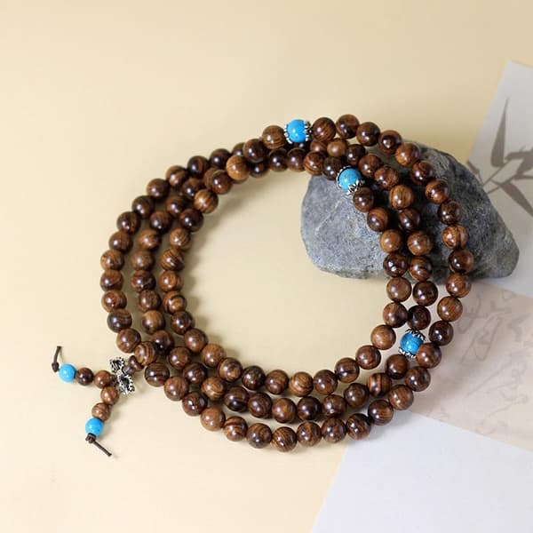 Trä 108 Mala Radband Armband Turkos 8mm Böne Pärlor Armband 8MM