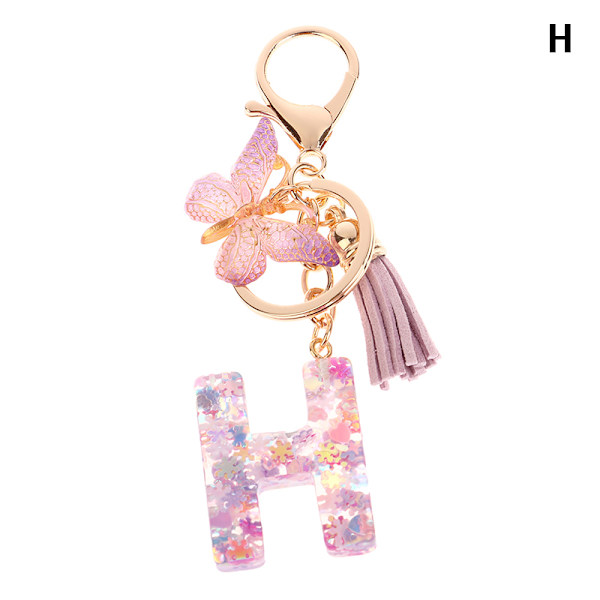 1 kpl A-Z Letters avaimenperä naisille Tupsu Butterfly Pendant Ini H