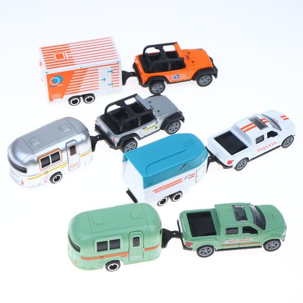 1 set 1:64 formgjuten pickup husvagn bilmodell klassisk dragbil White Pickup
