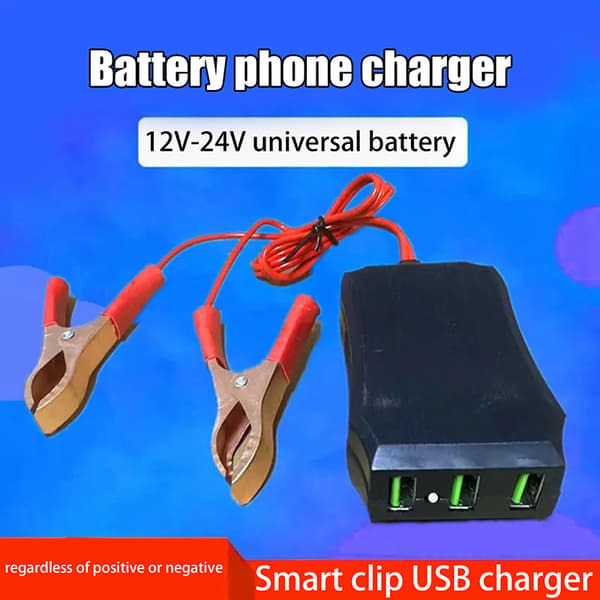 12V 24V til 5V nødstrøm USB-adapter med 3 USB-porter og B 1PCS