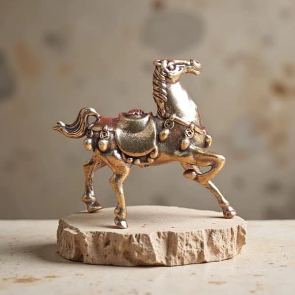 Messing Hestefigur Ornament Mini Statue Til Skrivebordsudstilling Kontor