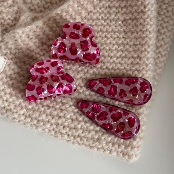 Pink Leopard Print Eddikesyre Hårklemme Alsidig Hår Accesso 05
