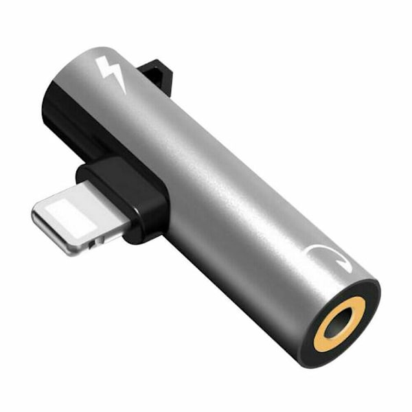 For iPhone 8 7 Plus X Lightning til 3,5 mm Aux-hodetelefonlader J Silver