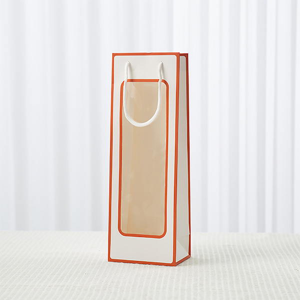 Ny stil Single Red Wine Tote Bag Window Transparent PVC Kraft A9