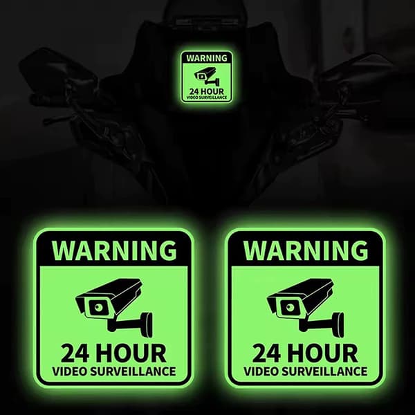 1 st VARNING 24 TIMMARS VIDEOÖVERVAKNING Motorcykel Glödsticker