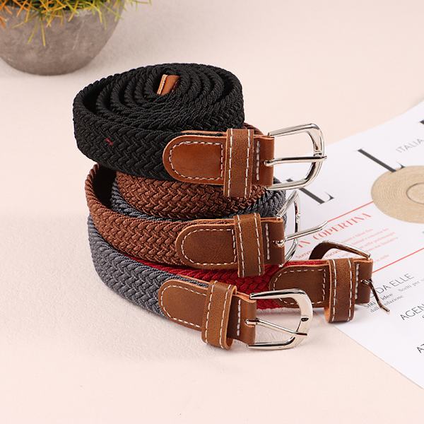Beltevevd lerretsbelte Metallspenne Herre Dame Elastisk flettet B 4#