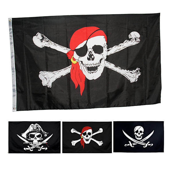 Big Skull Piratflagga Röd Bandana Bones Double Skull DIY Decor D 60x90cm