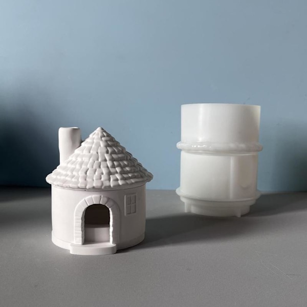 Skorstenshus Ljusstake Silikonform DIY Cement Aromaterapi A