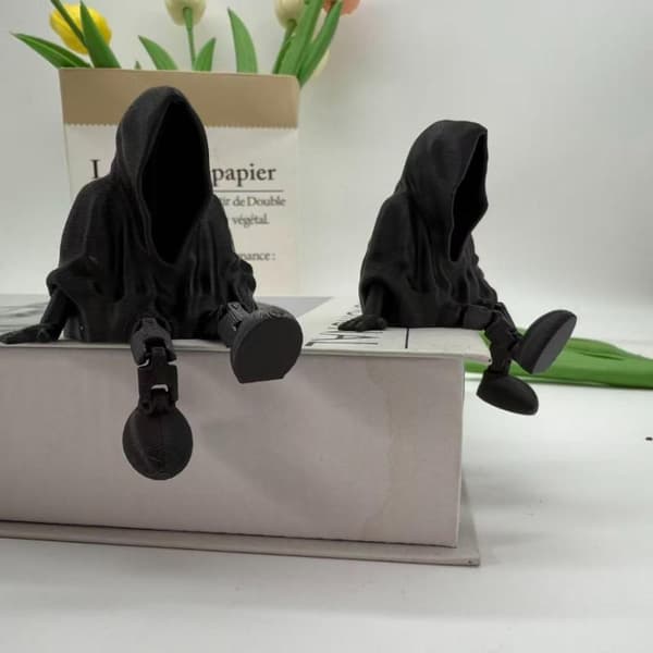 Spøkelsesstatuepynt Ansiktsløst spøkelse 3D-printet gotisk død St Black
