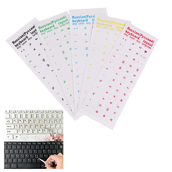 Russiske transparente tastaturklistremerker Språkalfabet Svart W White