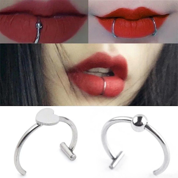 1 Stk Rustfritt Stål Nese Ring Bøyle Septum Ringer C Clip Lip Rin A2