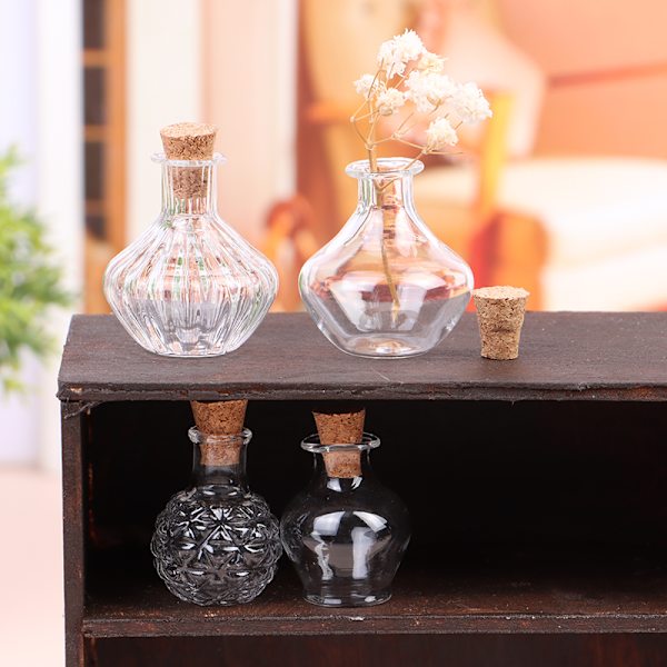 1:12 Dukkehus Oppbevaringstank Glassflaske m/korklokk Tiny Jar 4#