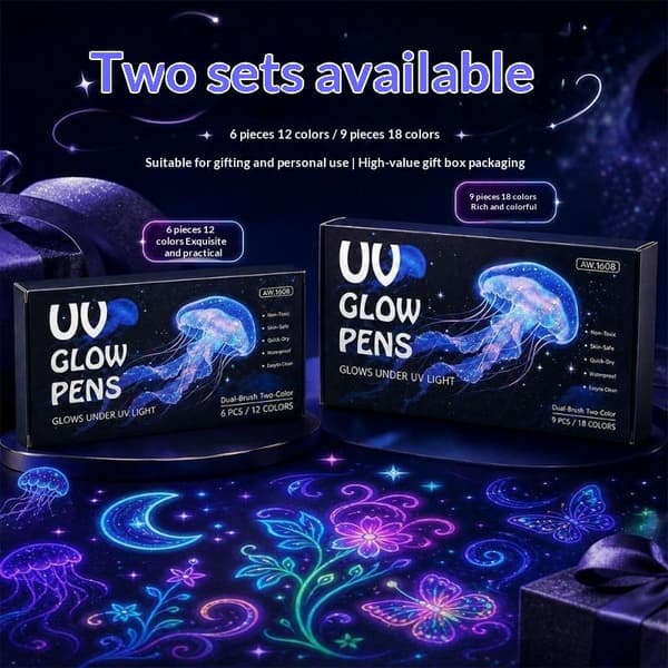 12/18 farger Dual Tip UV Glow Body Paint Marker Penn Vaskbar Fl A2
