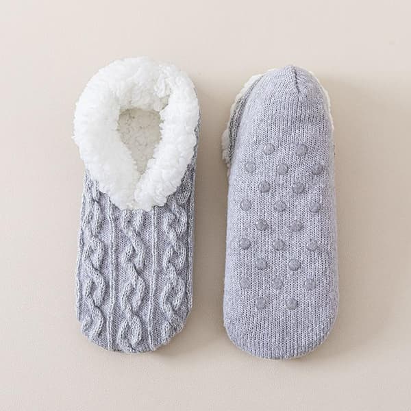 Nya hemtofflor strumpor Vinter Tjocka sammetsvarma golvstrumpor W Light gray