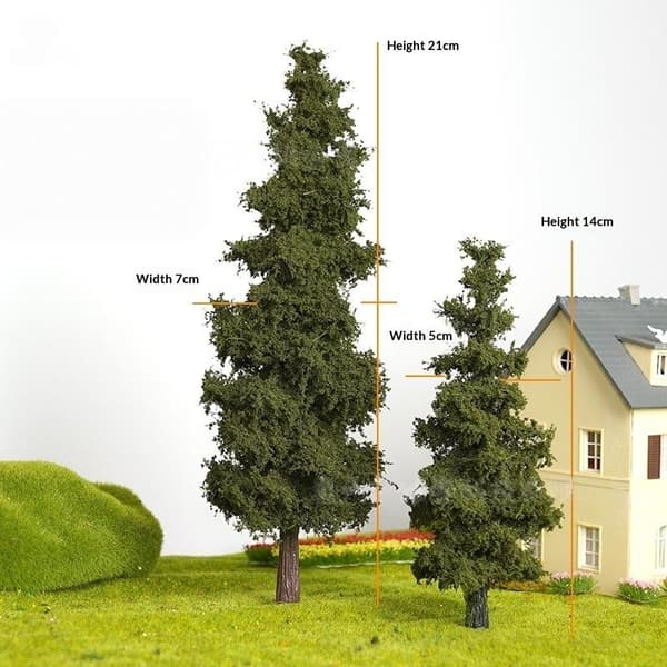 1 stk 14/21 cm model fyrretræ toglayout simuleringstrådtræ D 14CM