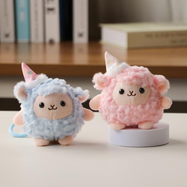 Tecknad Anime Mini Får Nyckelring Fluffig Mjuk Fylld Lamm Hänge A1