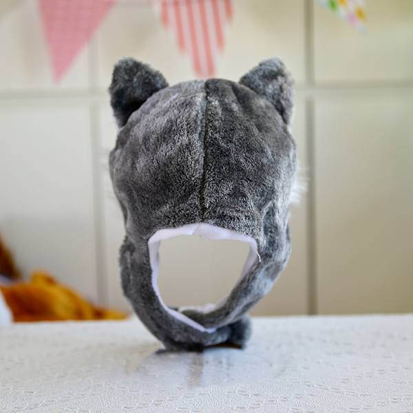 e Wolf Plush Hat e Vindtett Warm Hat Dress Up Winter Ear Prote Black
