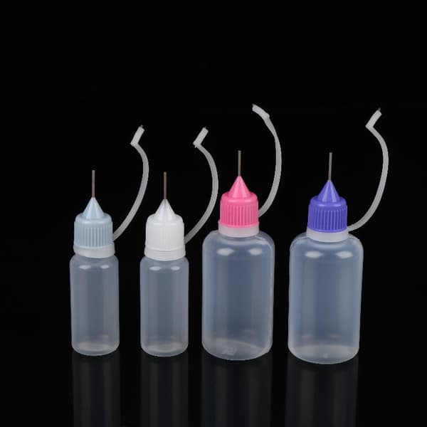 1 sæt klare plastikflasker med spids og låg til håndværkslim 10ml 4Pcs Bottles