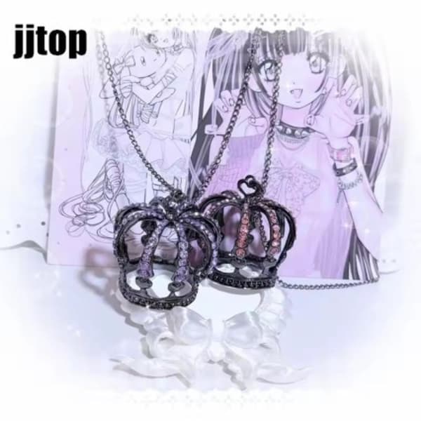 Crown Subculture 3D Stor Fuld Rhinestone Krone Sweater Kæde N A4
