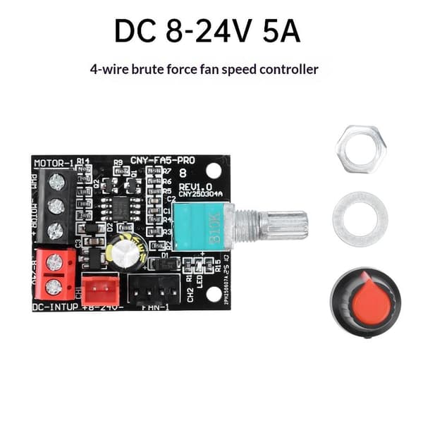DC 8-24V 5A 4-leder voldsom blæserhastighedsregulatormodul DC børste