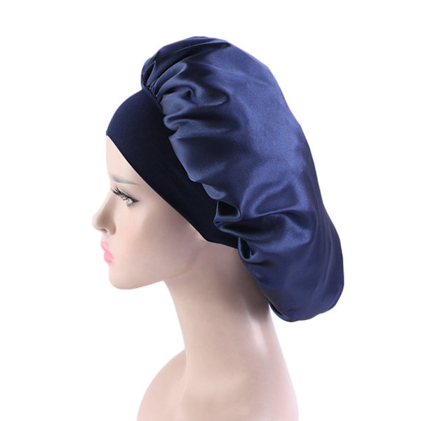 Fashion Big Size Satin Silk Bonnet Sleep Night Cap Head Cover Dark Purple