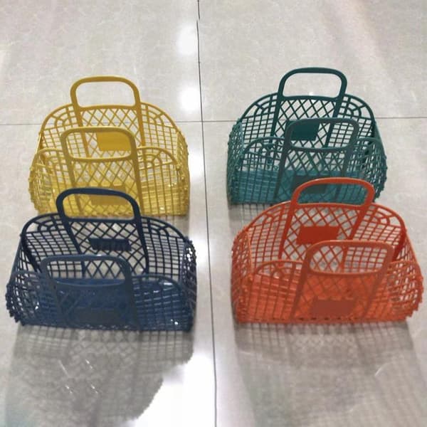 Bærbar plastik badeopbevaringskurv, udhulet badeværelsesindkøb 1Pc Random Color