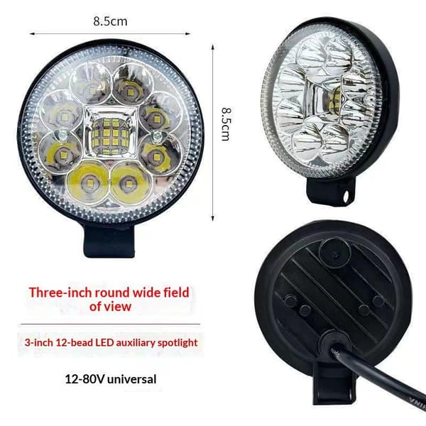 Rund LED-spotlight med høy lysstyrke, vanntett, universell Black