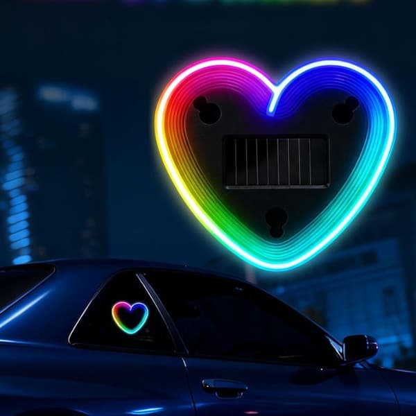 1 sæt solcelledrevne LED neonlys hjerteformet ledningsfrit A6