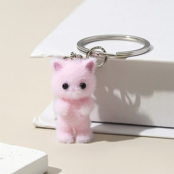 Flocking Kitten Bear nøkkelring Resin Cat Phone Pendant Bear Keyr A3