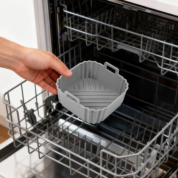 Silikon Airfryer Bakekurv Brettforing Gjenbrukbar Non-stick Gray