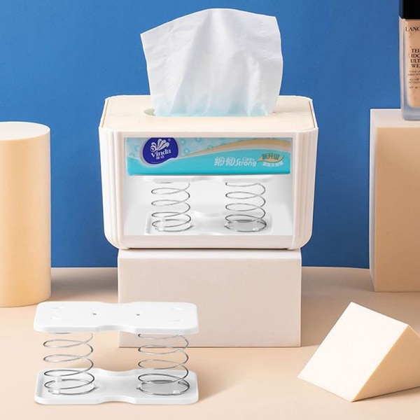 Spring Tissue Box presenterer Box Spring Tray Automatisk papirkledning White