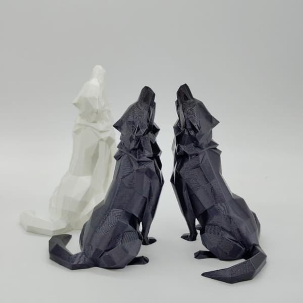 Moderne Abstrakt Geometrisk Ulveskulptur 3D-printet Plast Sta Black