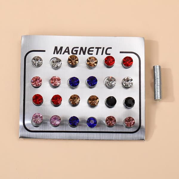Magnetiske Ørestikker 4/5/6MM Runde Krystal Uden Piercing 4MM Silver