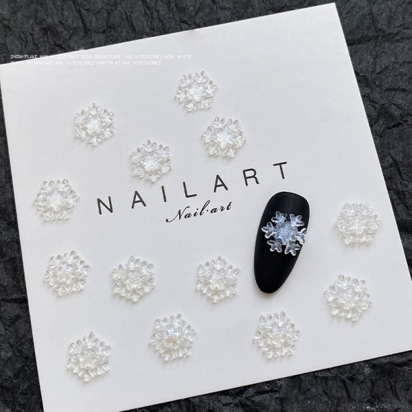 50st Vit Glitter 3D Snowflake Nageldekaler klistermärken jul Gold