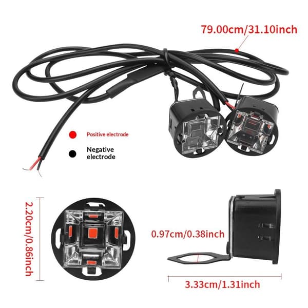 2 stk. motorcykelspejllys LED-spotlight advarselsblinklys