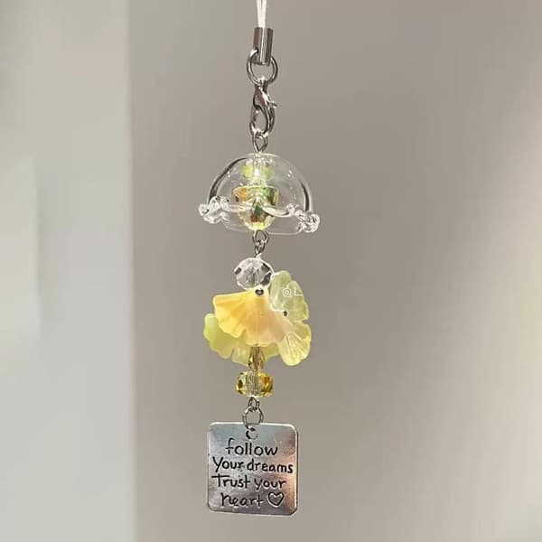 1 st e Transparent manet blomma Ginkgo hängande berlocker vind A