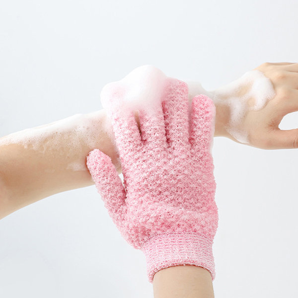 1Pair Bathing Gloves Bath Exfoliating Five-Finger Gloves Scrub Blue