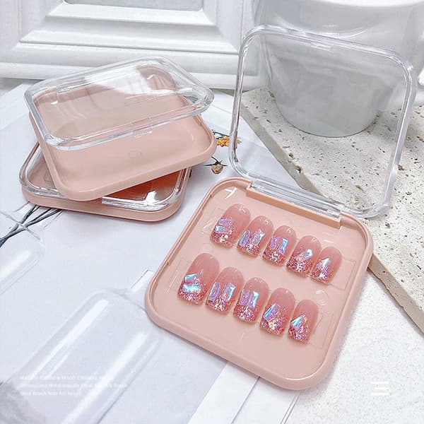 Akryl False Nail Storage Box Smycken Presentbox för DIY Press-o Black