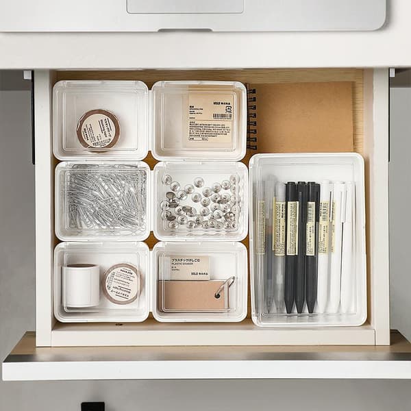 Förvaringslåda med genomskinligt lock - Organizer för förvaring av kontorsmaterial B