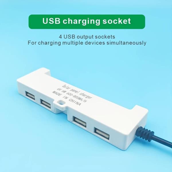 Solcellsladdningspanel med 4 USB-portar Black 6W